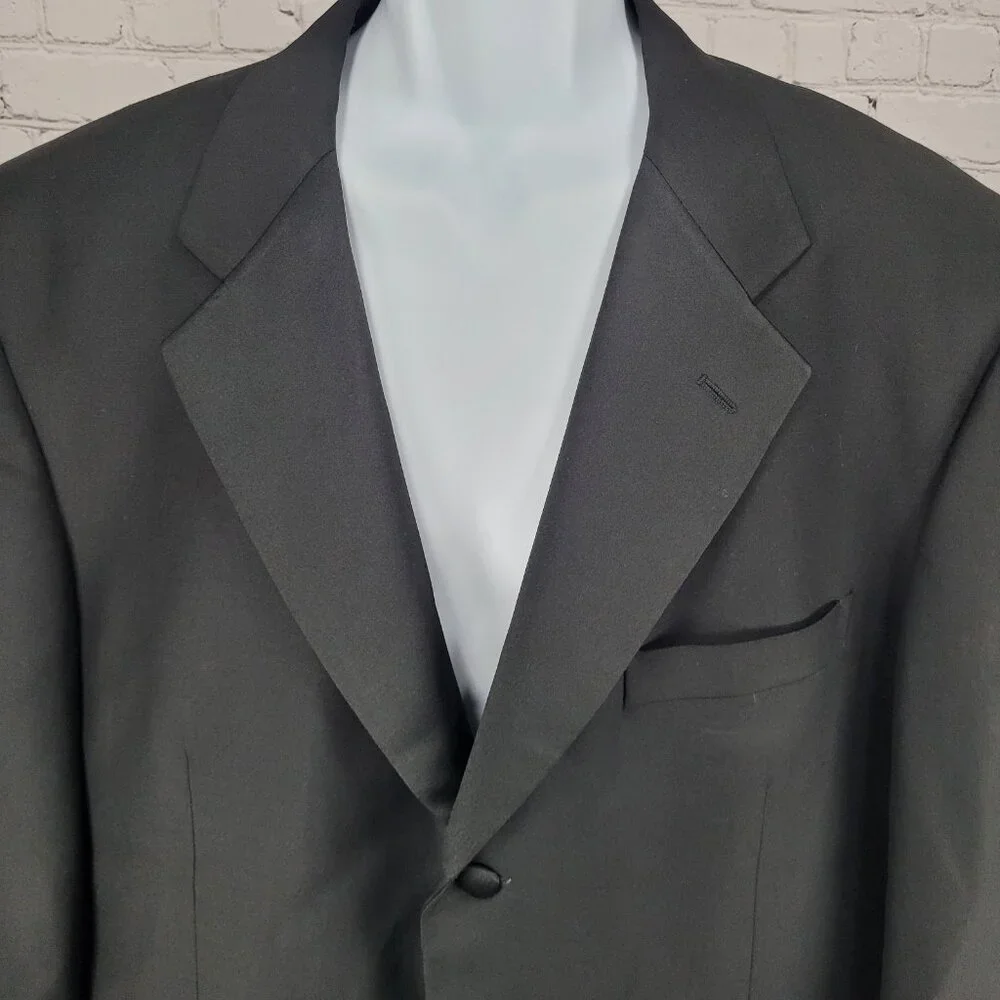 Vito Rufolo Black 100% Wool Comero Super 100's Tuxedo Suit Jacket Italy 44R